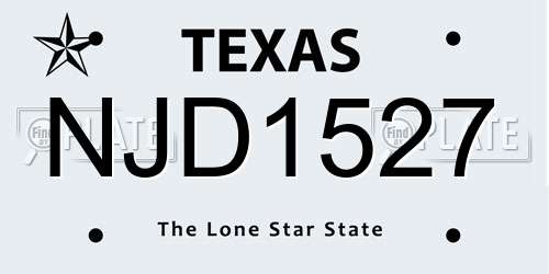 NJD1527 Texas License Plate