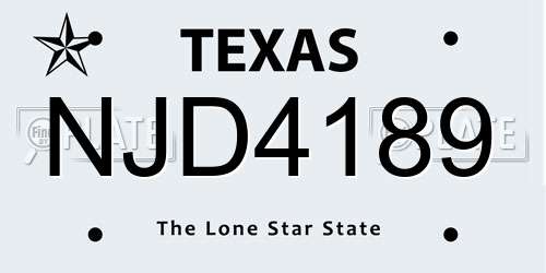 NJD4189 Texas License Plate