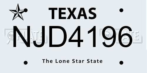 NJD4196 Texas License Plate