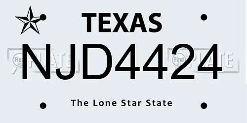 NJD4424 Texas License Plate