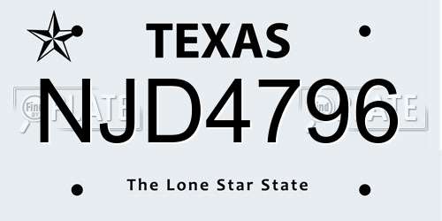 NJD4796 Texas License Plate