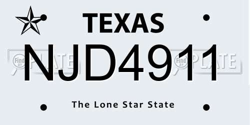 NJD4911 Texas License Plate