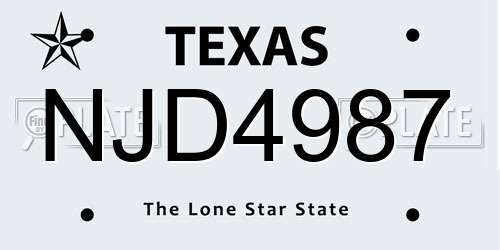 NJD4987 Texas License Plate