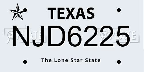 NJD6225 Texas License Plate