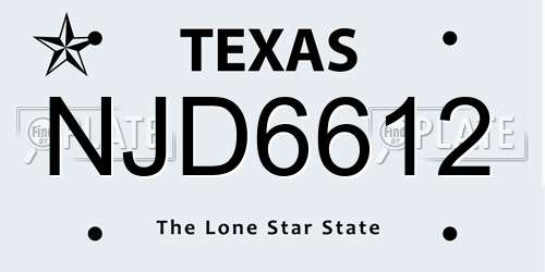 NJD6612 Texas License Plate