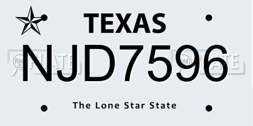 NJD7596 Texas License Plate