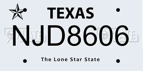 NJD8606 Texas License Plate