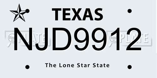 NJD9912 Texas License Plate
