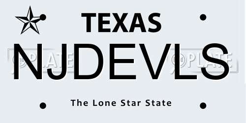 NJDEVLS Texas License Plate