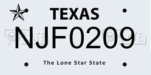 NJF0209 Texas License Plate
