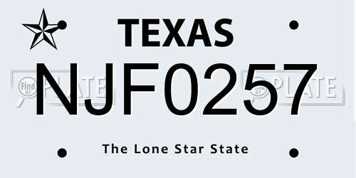 NJF0257 Texas License Plate