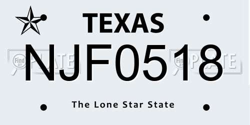 NJF0518 Texas License Plate