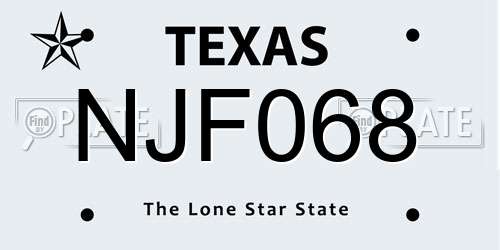 NJF068 Texas License Plate
