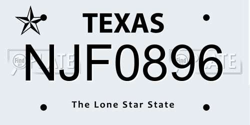 NJF0896 Texas License Plate