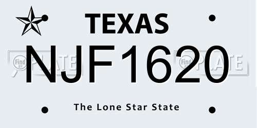 NJF1620 Texas License Plate