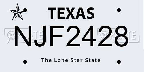 NJF2428 Texas License Plate