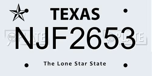 NJF2653 Texas License Plate
