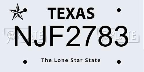 NJF2783 Texas License Plate
