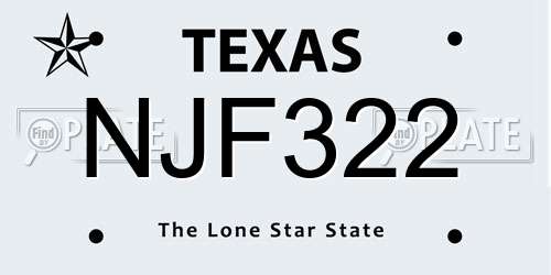 NJF322 Texas License Plate
