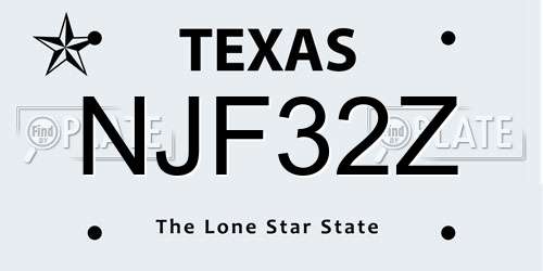 NJF32Z Texas License Plate