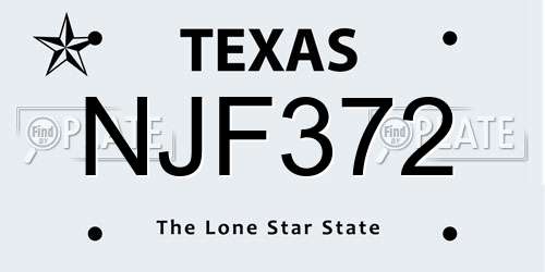NJF372 Texas License Plate