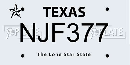NJF377 Texas License Plate