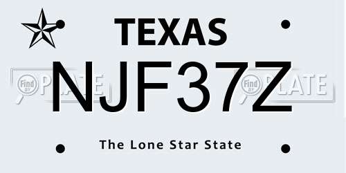 NJF37Z Texas License Plate