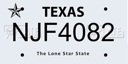 NJF4082 Texas License Plate