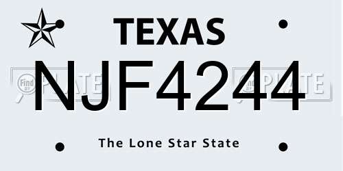 NJF4244 Texas License Plate