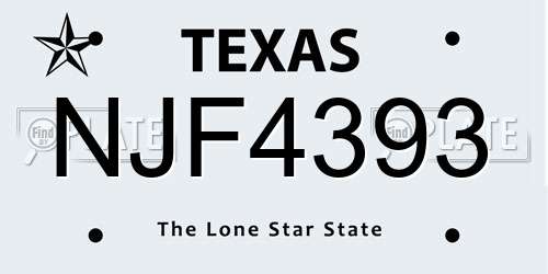 NJF4393 Texas License Plate