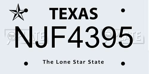 NJF4395 Texas License Plate