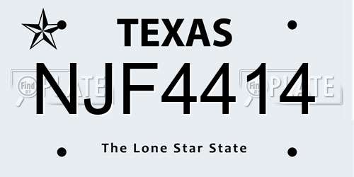 NJF4414 Texas License Plate