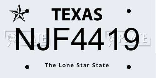 NJF4419 Texas License Plate