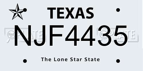 NJF4435 Texas License Plate