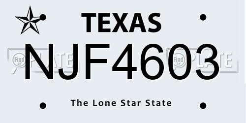 NJF4603 Texas License Plate