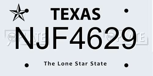 NJF4629 Texas License Plate
