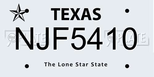 NJF5410 Texas License Plate