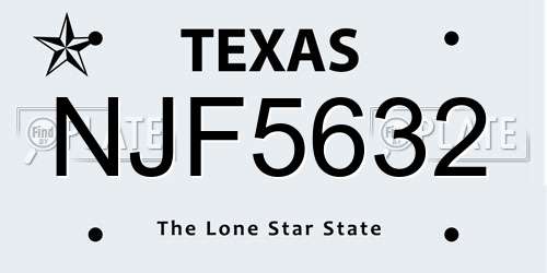 NJF5632 Texas License Plate