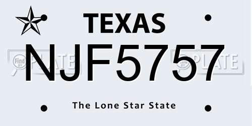 NJF5757 Texas License Plate