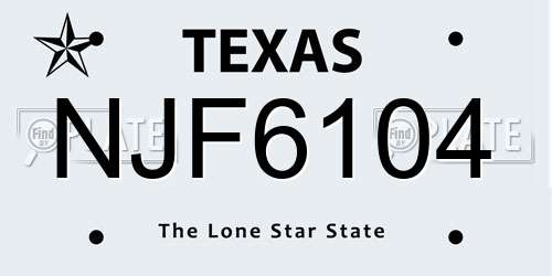 NJF6104 Texas License Plate