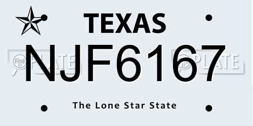 NJF6167 Texas License Plate
