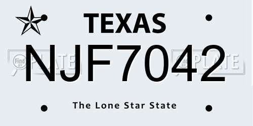 NJF7042 Texas License Plate