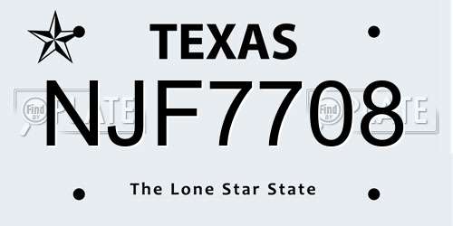 NJF7708 Texas License Plate