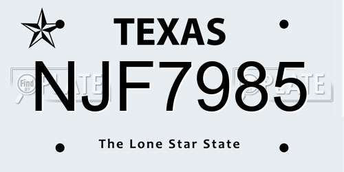 NJF7985 Texas License Plate