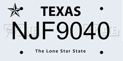 NJF9040 Texas License Plate