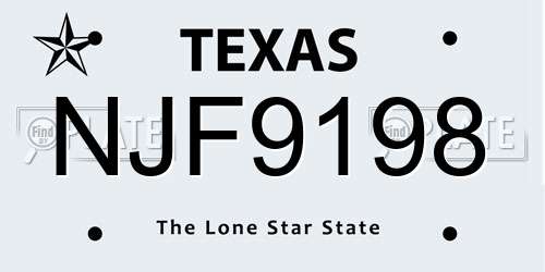 NJF9198 Texas License Plate