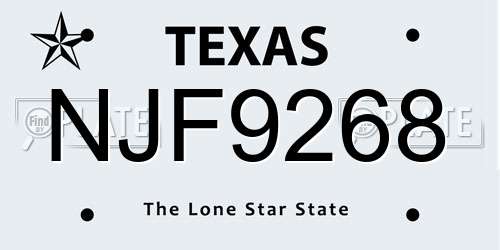 NJF9268 Texas License Plate