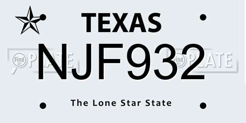 NJF932 Texas License Plate