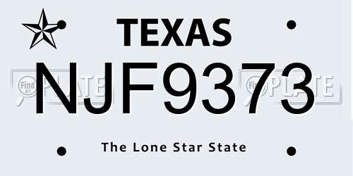 NJF9373 Texas License Plate