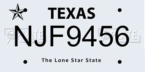 NJF9456 Texas License Plate